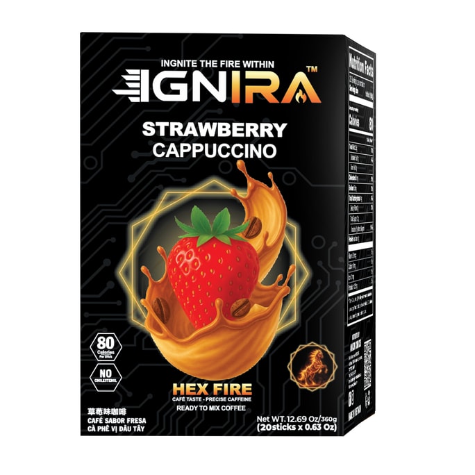 Strawberry Cappuccino: Creamy, Fruity, 20 Sticks.