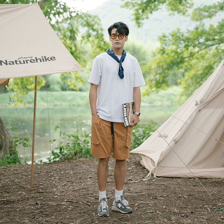 Functional Shorts Outdoor Casual Loose Men's XL Size Brick Red 3