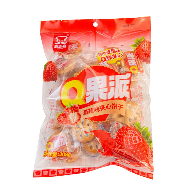 中國雅思嘉Q果派草莓口味小餅乾208g福建特產