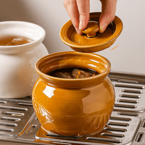 Brown Ceramic Stew Pot, 15.2 fl oz