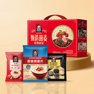 QUAKER桂格 甄选燕麦营养好礼 麦片组合礼盒 1.26kg【元宵必买】【即食麦片+黑芝麻黑米麦片+红枣麦片】