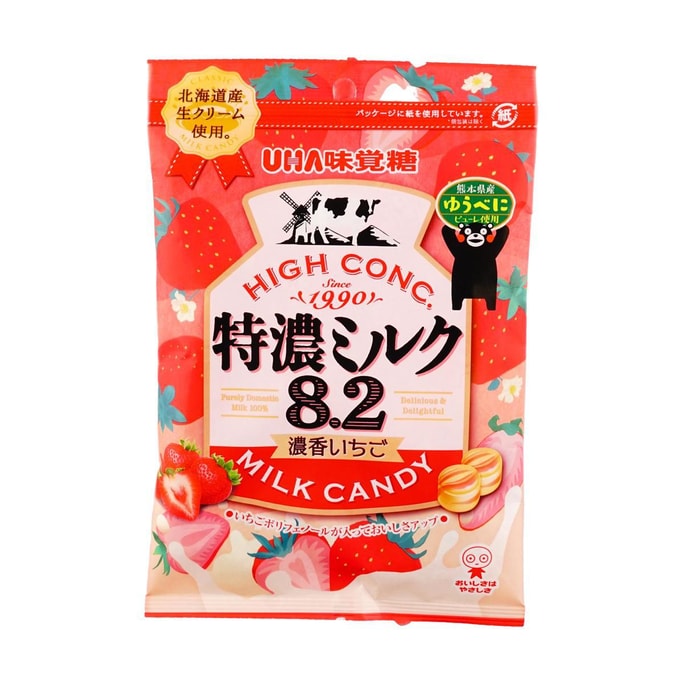 日本UHA悠哈 味觉糖 特浓牛奶8.2系列 草莓牛奶味 75g