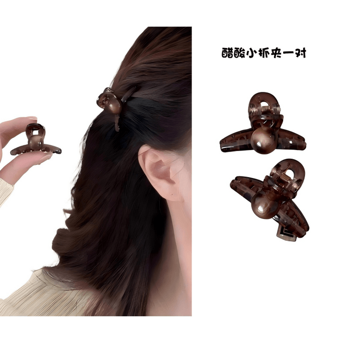 Gradient tiger eye round bead small shark clip hairpin textured small claw clip*1 pair