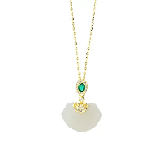 Hetian jade persimmon Ruyi necklace sterling silver jewelry peace lock jade pendant a