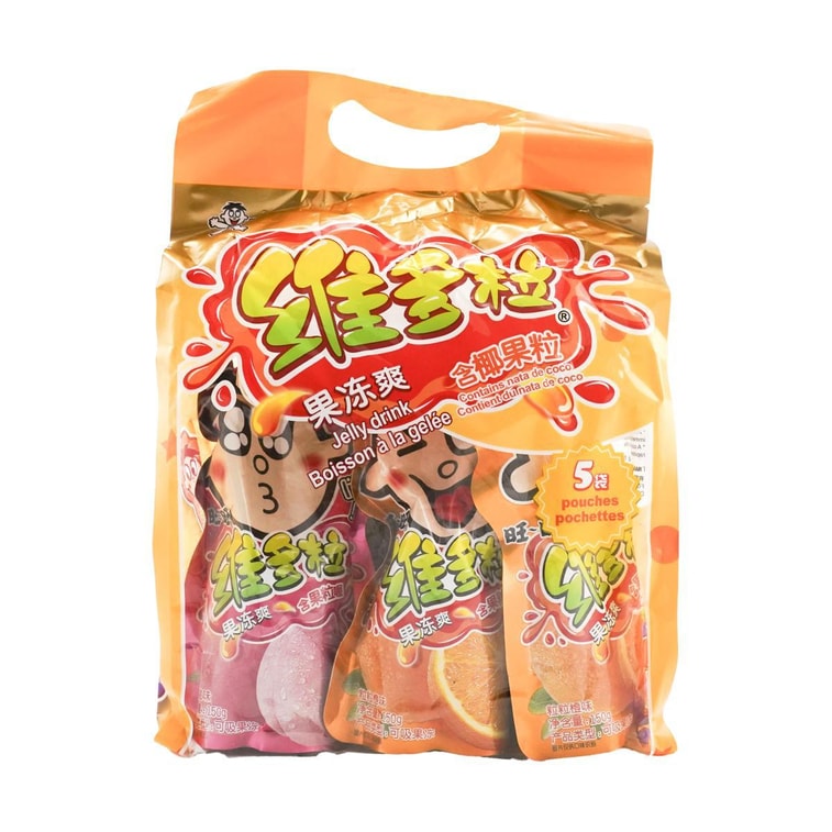 台湾旺旺 维多粒果冻爽 5支优惠装 750g 口味随机发放 3
