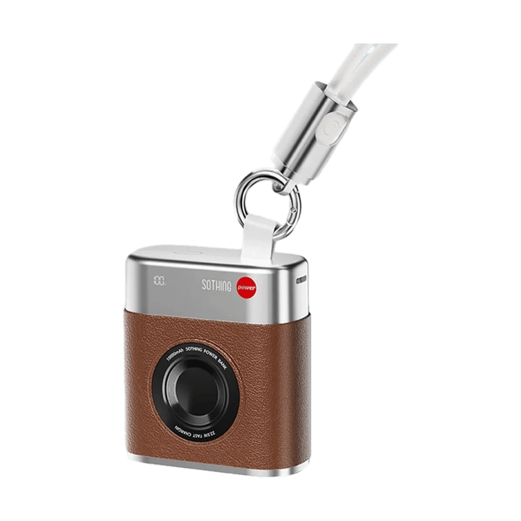 Mini Camera Design Power Bank 10000mAh Fast Charge Portable Brown 4
