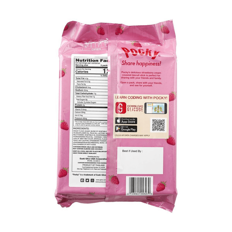 GLICO格力高 POCKY百奇 草莓涂层饼干棒 家庭装 9包入 108g 5