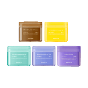 韩国MEDIHEAL美迪惠尔 绷带湿敷棉片干性脆弱肌抗老优选套装 100片*5盒 PDRN+双修+A醇+VC+水润【超值装】