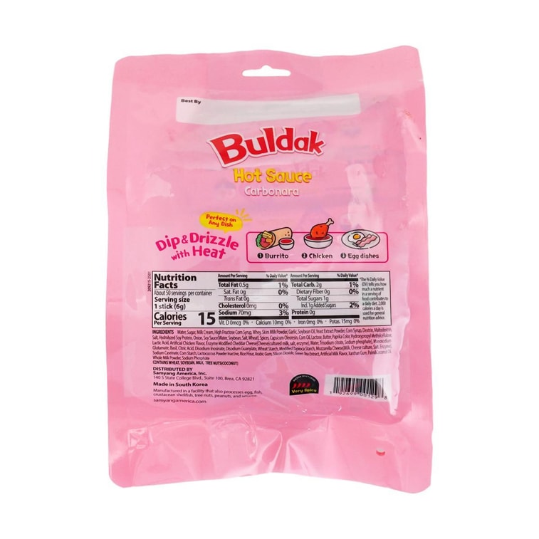 ブルダック カルボナーラホットソーススティック - スパイシーホットチキン風味ソース、韓国チリソース、0.21オンス×50本 4