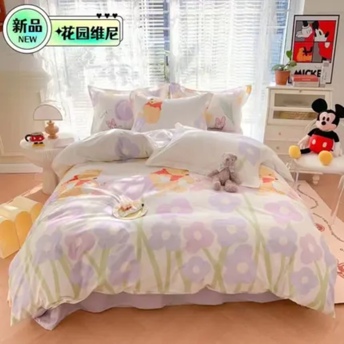 LifeEase Disney Print Bedspread Set 4 Piece* Garden Pooh