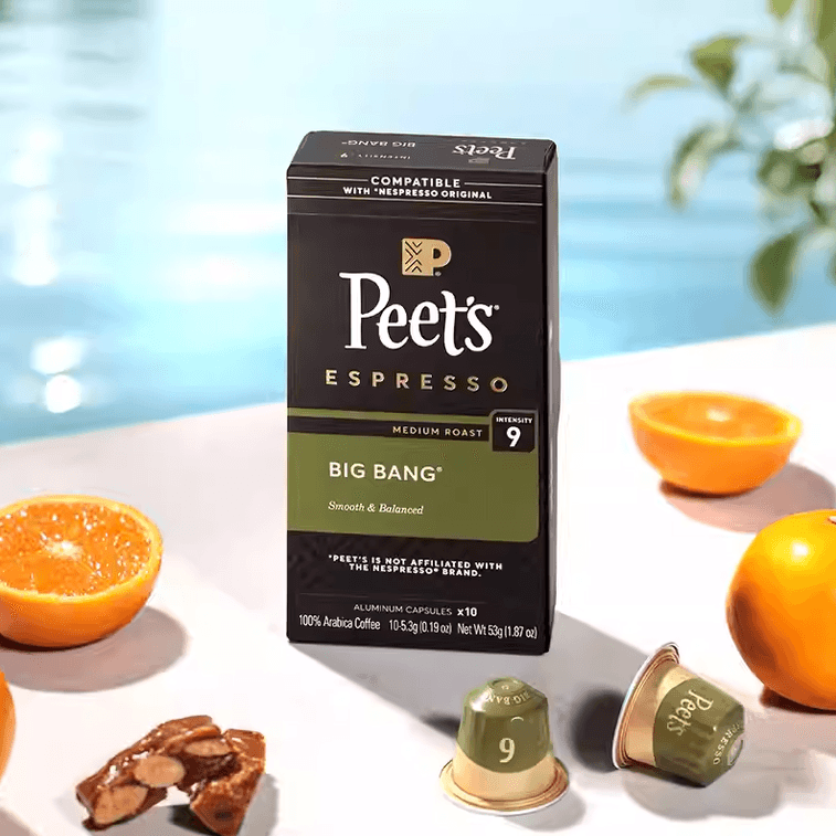 【中国直邮】 皮爷 创世巨星胶囊咖啡 [强度类别:强度9] 香气四溢 柑橘与浓醇巧克力风味 太妃糖般甘甜余味 适配Peet's Nespresso等胶囊咖啡机 53g 1盒 3