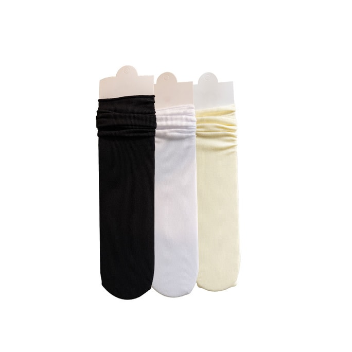 [중국 직송] Qin Tai Madam 양말 여성용 여름 미드 튜브 양말 가볍고 통기성이 좋은 스택 양말 단색 한국 스타일 아이스 양말 봄 여름 롱 양말 검정 + 흰색 + 크림색