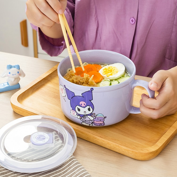 中国直送】サンリオ セラミック即席麺丼 蓋付き 密閉鮮度保持ボウル