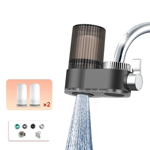 New Home Kitchen Faucet Water Purifier Filter Dechlorination Device Filter Gun Gray Dual-Core Model 1 Set