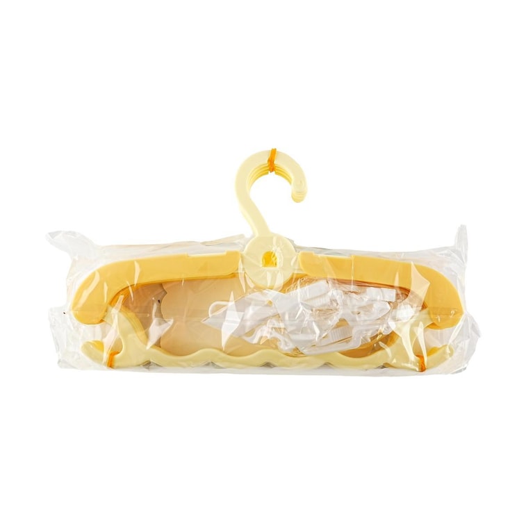 兒童專用衣架 附褲夾多功能晾衣架 寶寶衣物掛架 5只裝 檸檬黃 5