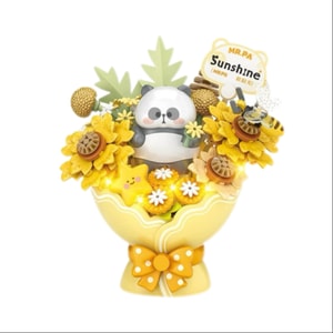 [중국 직송] 리지 라이트 에디션 팬더 꽃다발 빌딩 블록 소형 조립 장난감, 선생님 레이크 협업, 여자 친구와 커플을 위한 소형 레이크 꽃다발 모델 선물 - 노란색 1세트*