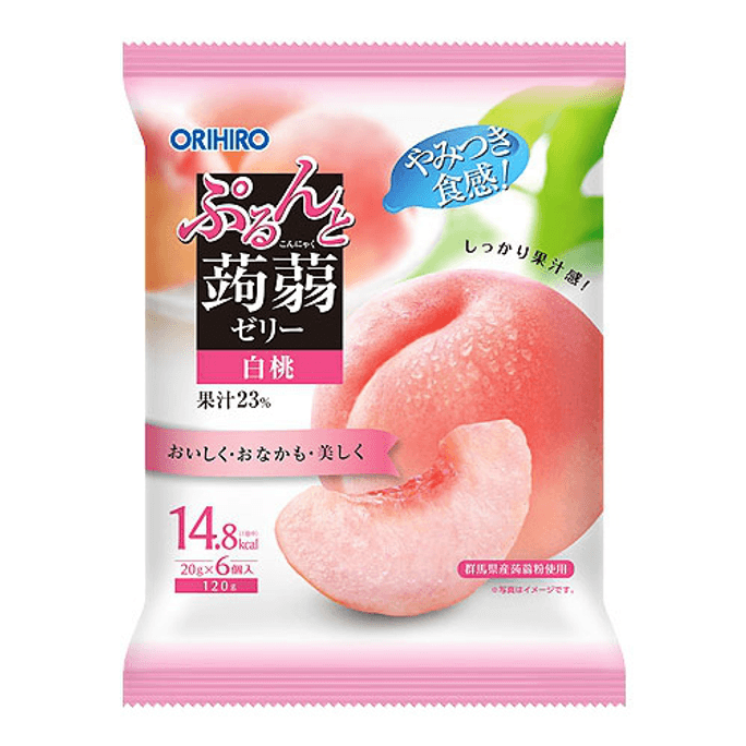 【日本直郵】ORIHIRO立喜樂 魔芋果凍 白桃口味 120g(20g*6個)