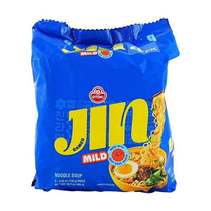 韩国OTTOGI / OTOKI不倒翁 JIN拉面 微辣味 4包入 480g【BTS同款】【Jin同款】【韩国国民泡面】新老包装随机发
