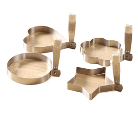 【中国直邮】 川岛屋 抗菌煎鸡蛋模具不粘模型圆形+爱心+花朵+星星8*8cm*4个