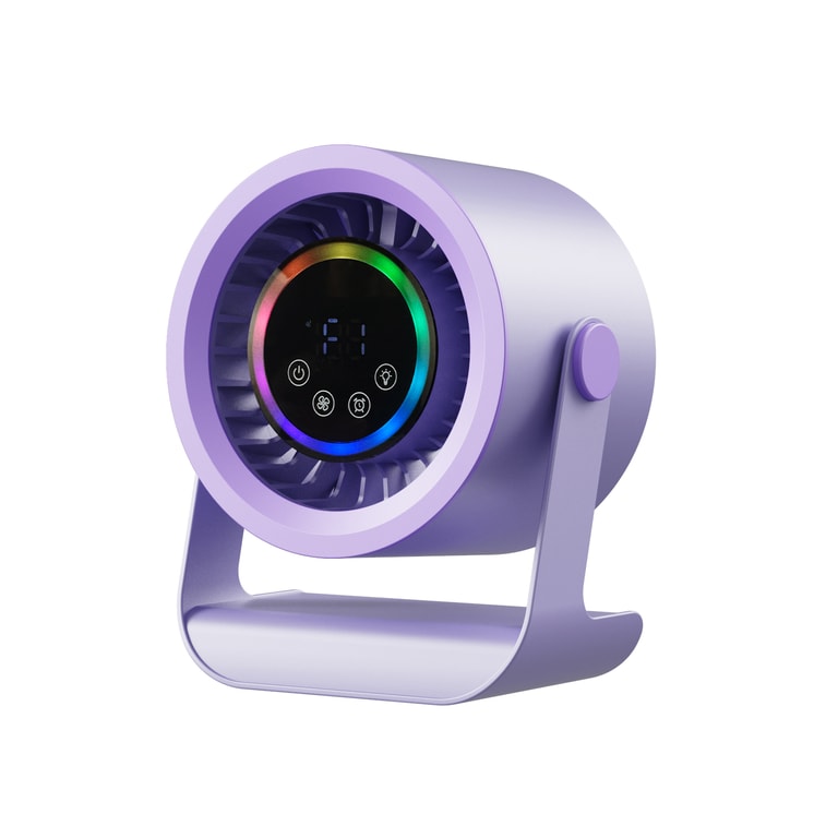 【中国直邮】 晶雅家 便携台式循环风扇 壁挂桌面两用 3 档轻音大风力 LED 触屏空气循环扇 少女粉色 1 台装 8