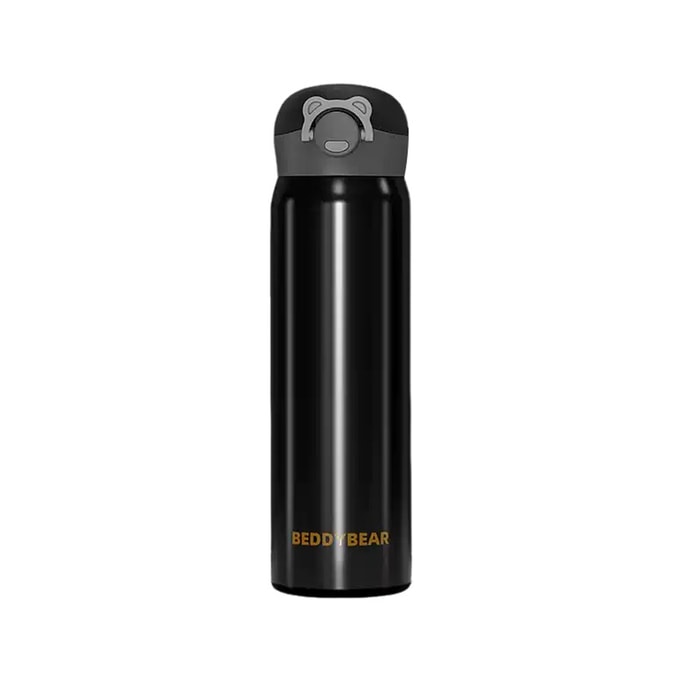 316 Stainless Steel Thermos Cup Flip Lid Insulated Bottle Leakproof Travel Mug Black 470ml