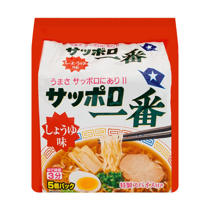 日本SANYO 札幌一番拉面 速食方便面泡面 酱油味 5连包 460g