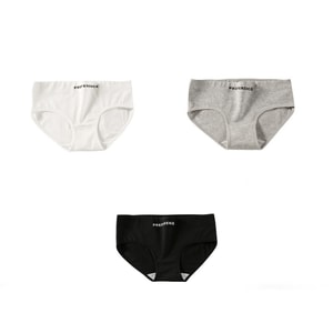 【中国直邮】 宝娜斯 纯棉内裤 透气无痕可爱中腰抑菌全棉裆内裤 黑+白+灰色M码