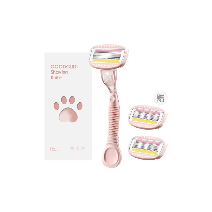 【홍콩 직배송】 구디 고양이 발톱 털 제거기, 페어리 핑크색 긴 손잡이 1개. 산뜻한 제모, 피부 손상 없음
