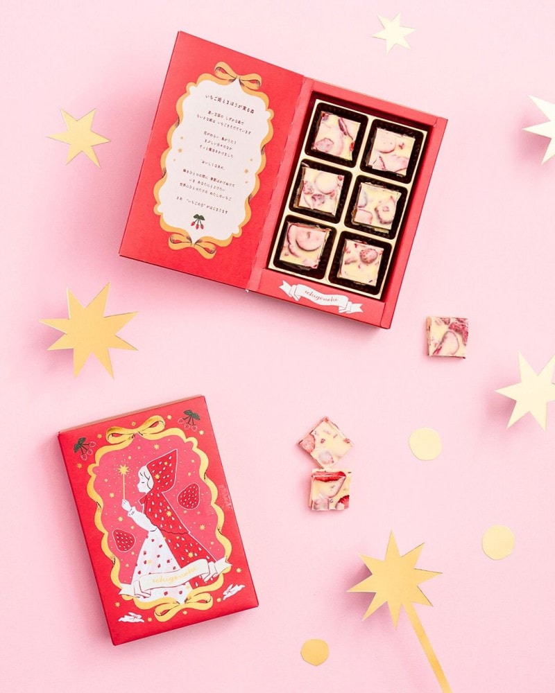 日本 NICHIGO ICHIGO ins超人气 2026情人节 期间限定 白巧莓角方砖巧克力 6个装