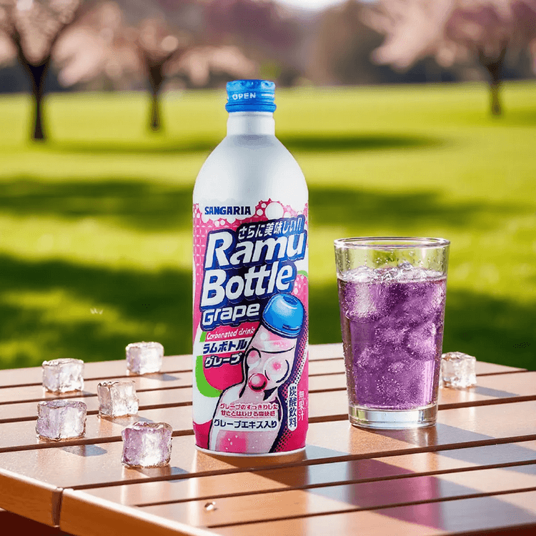 SANGARIA Grape Ramune Bottle Carbonated Soft Drink, 17.63 oz ...