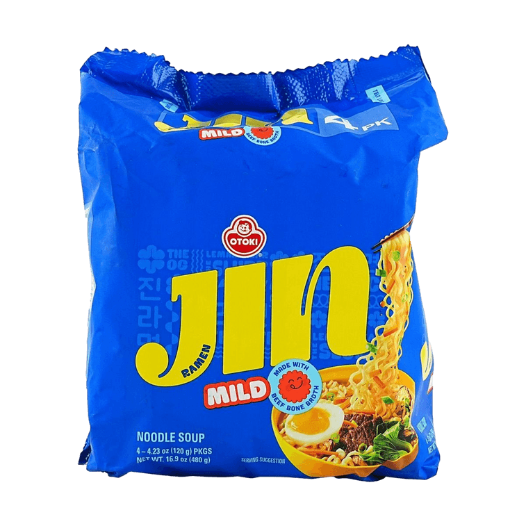 【밸류 팩】순한 진라면 - 한국식 인스턴트 누들, 4팩* 4.23oz 6