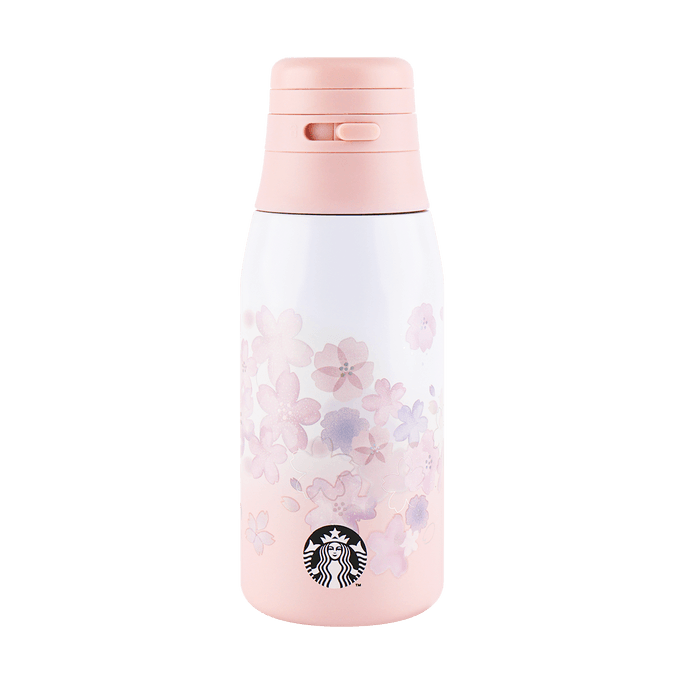 Cherry Blossom Sakura Stainless Bottle with Lid Holder 355ml