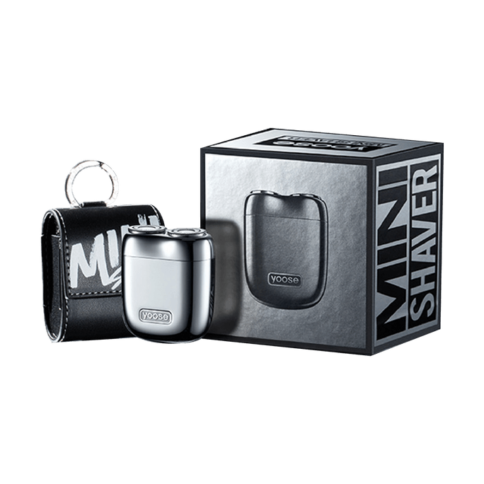YOOSE有色 潮流便捷合金剃须刀套装 男士车内专用电动迷你刮胡刀 全身防水 男友礼物 #MINI 2.0 电镀银 10.5*10.5*8.4cm【王一博同款】
