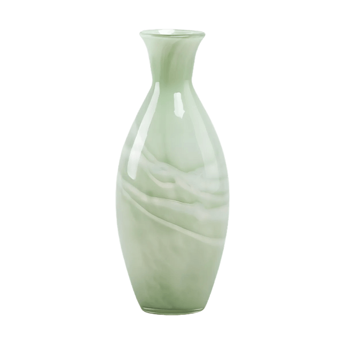 Greenish-Blue Milk Jade Glass Vase Tall Model