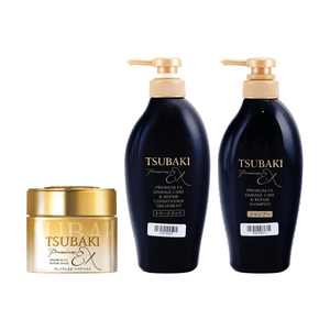 Masque Capillaire Premium Réparation Pot Doré Multi-Bénéfices 188ml×1 + Shampooing Luxe Camélia Noir Réparation Ionique Forte EX 400ml×1 + Après-shampooing 400ml×1【3 Packs】