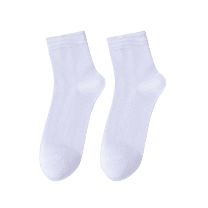 【中国直邮】 宝娜斯 男士中筒袜 纯棉防臭吸汗袜子 白色4双