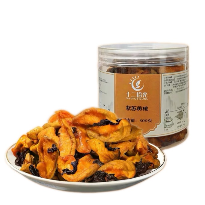 【中国直邮】 十二拾光 湖南特产桃干桃香浓郁桃脯桃肉干净新鲜紫苏黄桃180g*1瓶