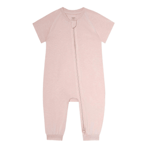 加拿大 Nest Designs 婴儿短袖斜开口连体衣竹棉玫瑰烟色18个月-2岁