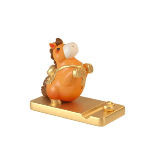 Mascot Zodiac Little Horse Figurine, Mobile Phone Stand, Desktop, Money Soon, Doll Gift, Orange, 8.2*10*5.1cm*1 Piece