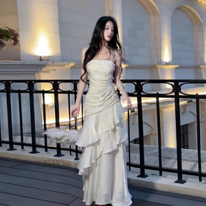 High end mermaid girl reflective fabric  niche  light luxury  high end suspender dress  adult gift  fish tail  birthday dress  evening dress  iris jasmine long XS