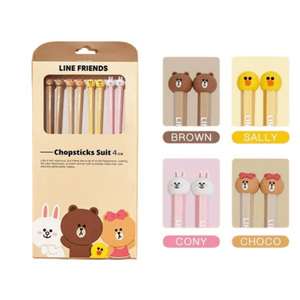 【中国からの直送】日本のLINE FRIENDS 韓国合金箸 高温多湿に強い高級箸 全シリーズ4組