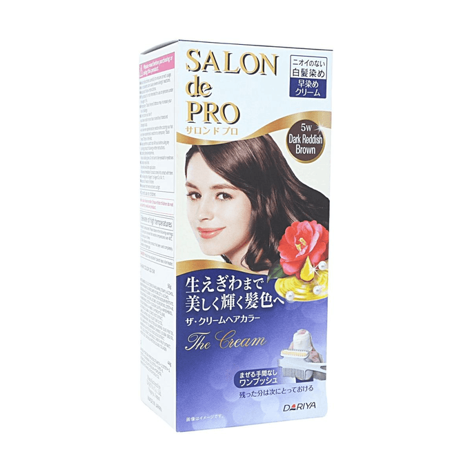 クリームヘアカラー 5W ダークレッドブラウン 3.53 oz 【ワンタッチ式】【無香料・速乾】【白髪染め対応】