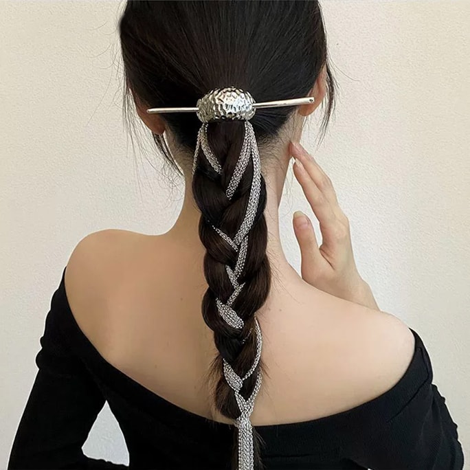 New Style Tiktok Same Style Diamond Set Back Head Pan Hairpin Hair Ornaments Moon Long Tassel Hairpin F