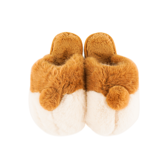 Women‘s Corgi Butts Fuzzy Slippers Fluffy Furry Slides Size 35-36