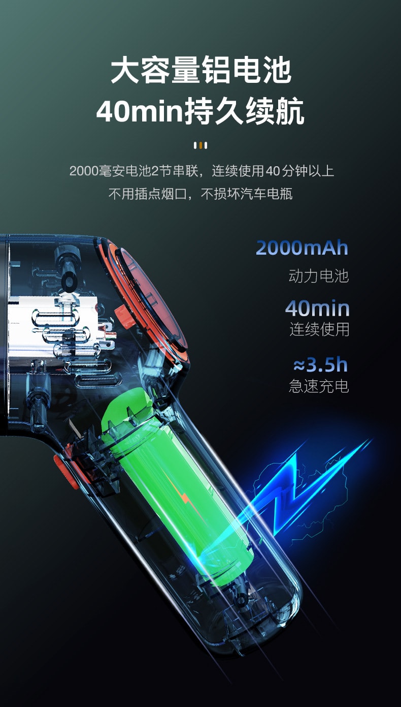 RAMBLE 车载无线吸尘器 白色款 手持便携 大功率8000pa 家车两用