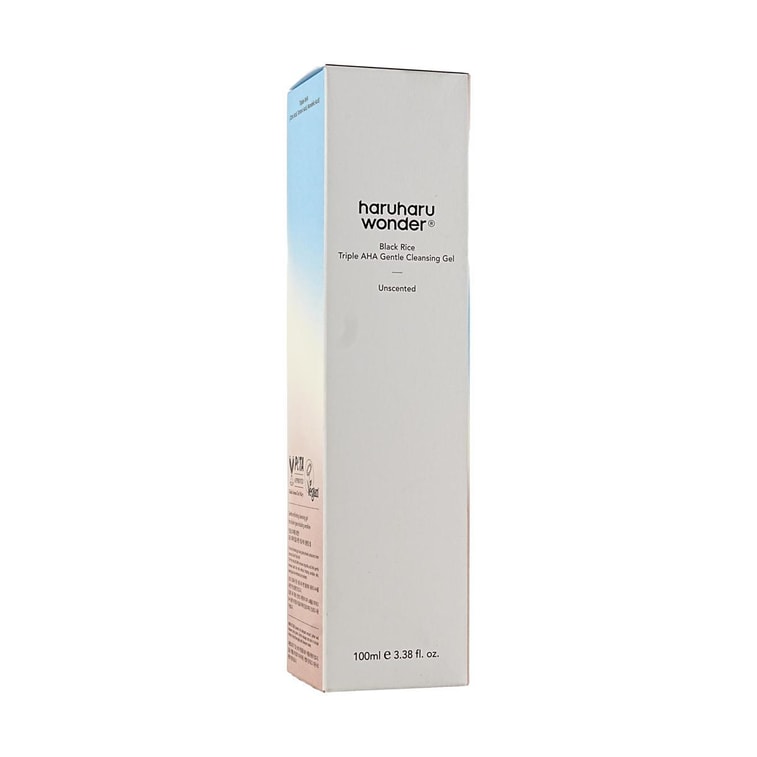 블랙 라이스 트리플 AHA 젠틀 클렌징 젤, 3.38 fl oz (약 100ml) - 비건, 무향, 메이크업 제거부터 각질 제거까지 3