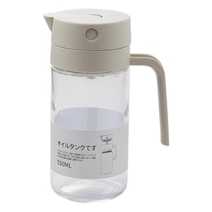 辛丛 厨房倒油瓶 油壶 酱油瓶  自动开合油壶 烹饪用油壶 高硼硅玻璃 防漏 米白色 550ML