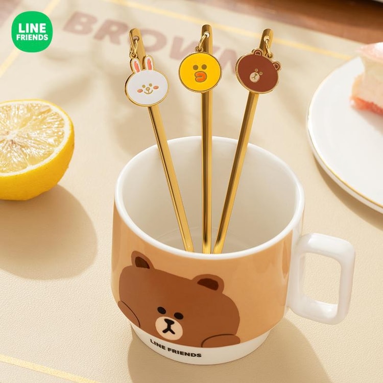 LINE FRIENDS スプーン3点 かわいい食器 ブラウン サリー コニー