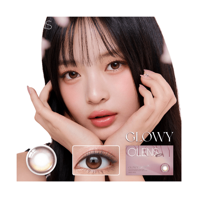 [중국 직송] 한국산 O-LENS 아이라이터 글로위 [글라스 브라운] 브라운 월간 일회용 소구경 내추럴 컬러 콘택트렌즈 2개입 - 4.00(400)