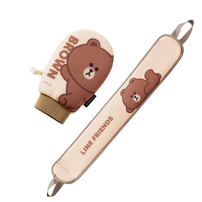 [중국 직배송] 일본 라인프렌즈 신제품 브라운베어 가정용 목욕타월 미세모래 양면 목욕 스크러버 목욕타월-등 스크럽 스트립 1개